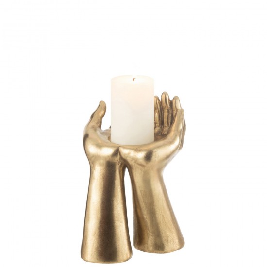 Jline Kandelaar Handen Resine Goud.