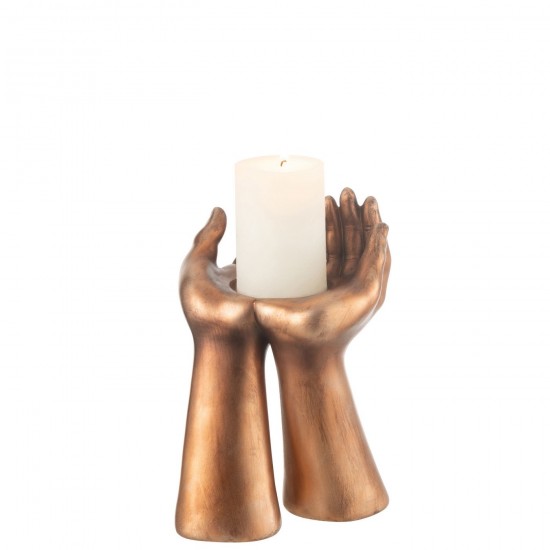 Jline Kandelaar Handen Resine Koper.