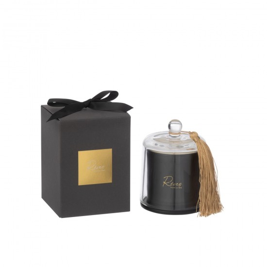 J Line Geurkaars Stolp Reves Noir Small 30Uur geurkaarsen JO49962.