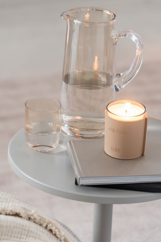 J Line Candela Profumata Pelle Beige 40Ore Vela Perfumada Cuero Bei 40 Horas.