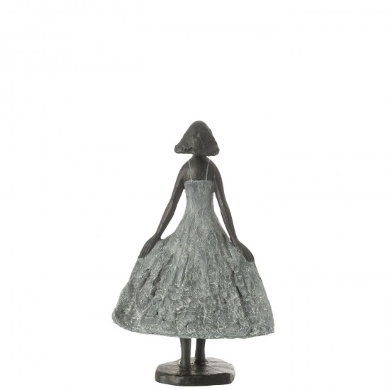 J Line filles statuettes Jolipa Fille Regardant Ciel Resine Noir Gris Small.