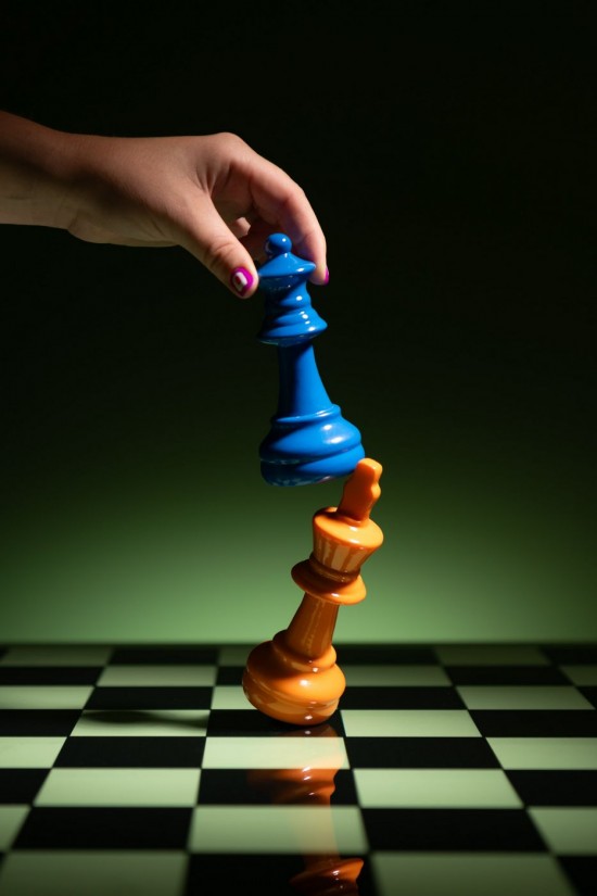 JLine J Line Schaakspel Hars Blauw Oranje schaakborden.