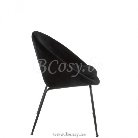 J Line chaises de repas Jolipa Chaise Ronde Metal Textile Noir.