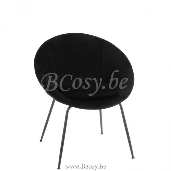 J Line Stoel Rond Metaal Textiel Zwart L69xB57xH80 cm stoelen eetkamerstoelen eethoekstoelen eettafelstoelen eetstoelen JO5011.