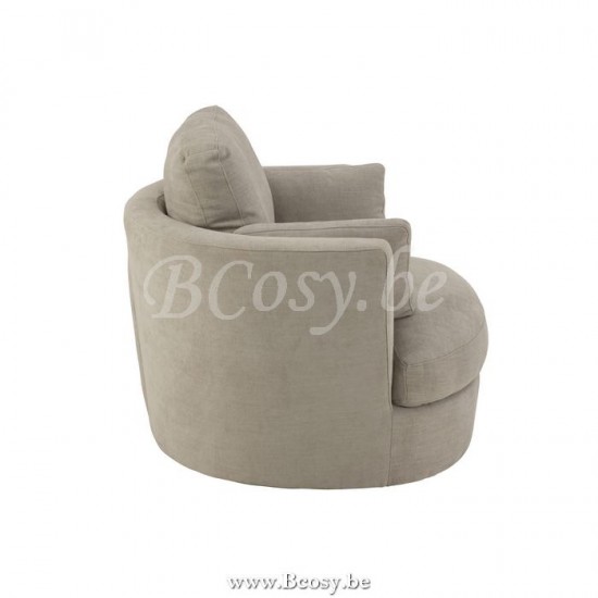 J Line fauteuils pivotants Jolipa Fauteil Pivotant Bois Tissu Gris.