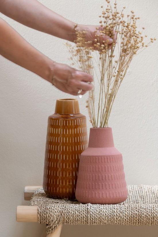 Jline Jarron Ria Esculpido Porcelana Terra Small.