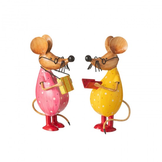 J Line Muis Boek Koffer Ijzer Mix muizen JO50328.