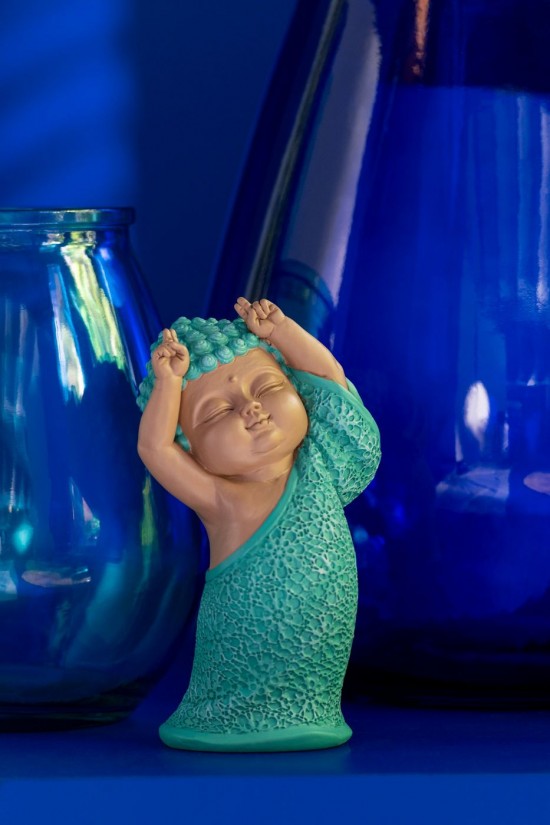 J Line Monaco Divertente Resina Azzurro Assortimento Di 3 Monje Divertido Resina Azur Ass3.