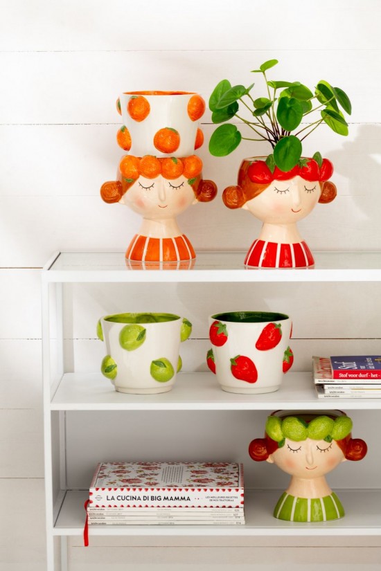 Jline Übertopf 2 Teile Orange Mädchen Dolomit blumentopf blumentoepfe blumenhalter.