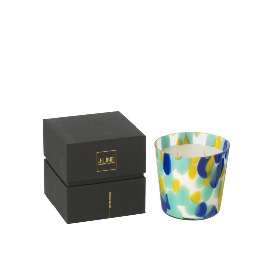 J Line Geurkaars Noa Blauw Geel Small 50Uur geurkaarsen JO50501.