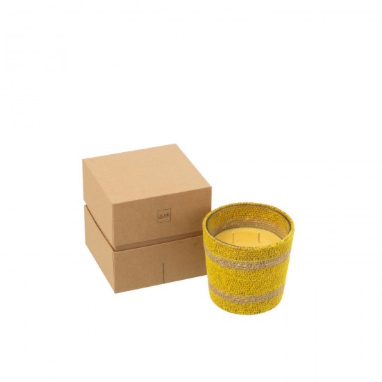 J Line Geurkaars Mand Wax Geel Small 45 Uur geurkaarsen JO50505.