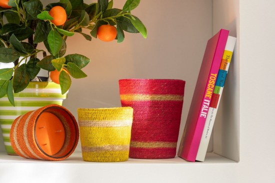 Jline Vela Perfumada Cesta Cera Amarilla Mediana 55 Horas.