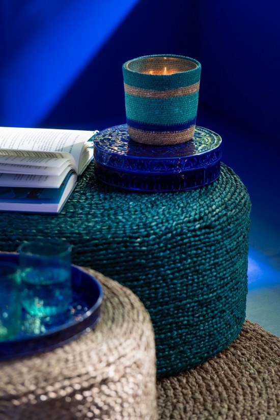 J Line Candela Profumata Cesto Cera Azzurro Large 75 Ore Cesto Para Velas Perfumadas Azur Grande 75 Horas.