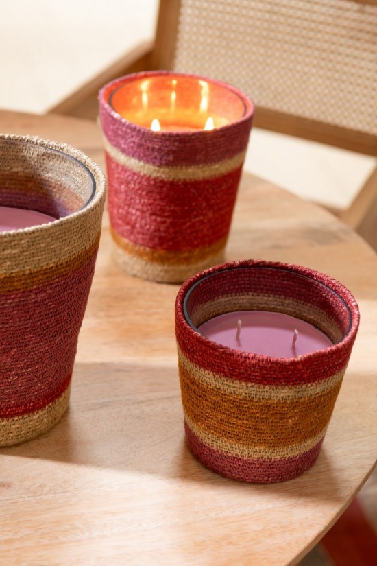 Jline Cesto Para Velas Perfumadas Burdeos Grande 75 Horas.