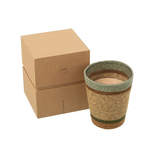 J Line Geurkaars Mand Beige Bei Bl Large 75 Uur geurkaarsen JO50528.