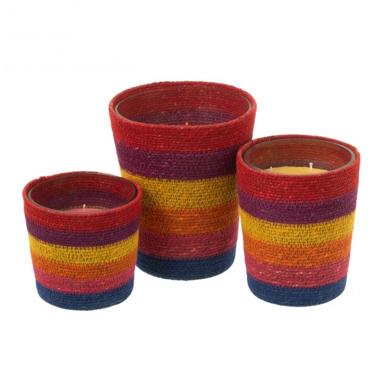 J Line bougies parfumées Jolipa Bougie Parfumee Panier Cire Beige Mix Large 75Heures.