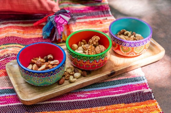 Jline Bandeja 3 Cuencos Mumbai Mezcla Terracota Madera.