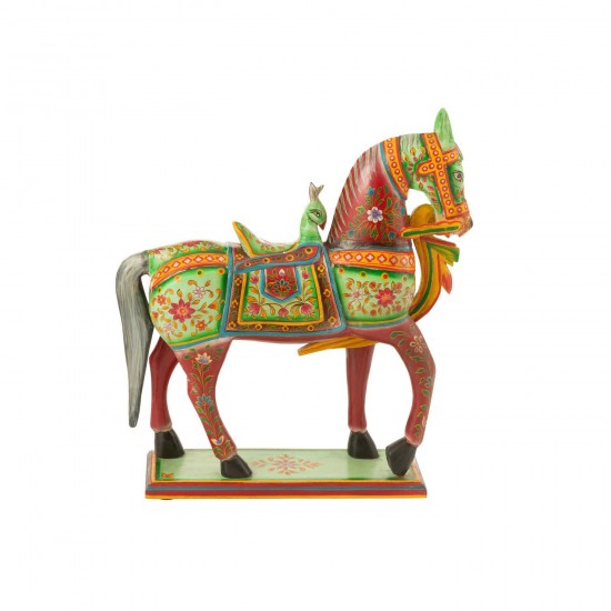 Jline Paard Op Staander Mumbai Mango Hout Mix.