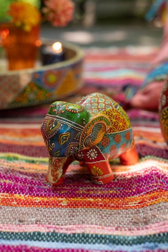 Jline Elefante Delhi Mango Mezcla De Madera Pequeño Surtido De 4.