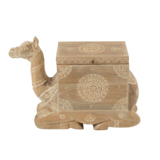 J Line coffres caisses de stockage Jolipa Coffre Chameau Bois De Manguier Naturel Blanc.