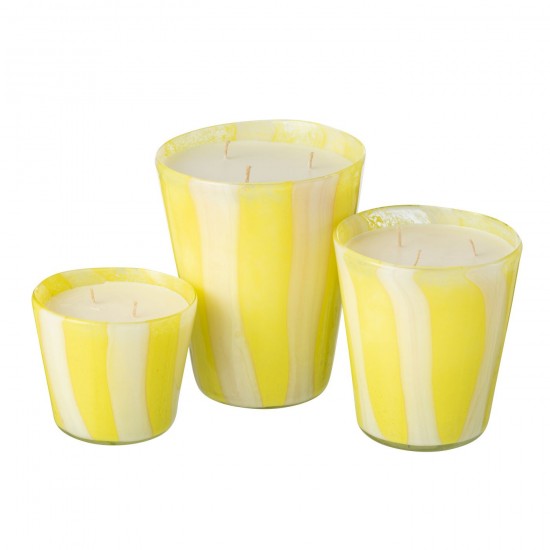 J Line bougies parfumées Jolipa Bougie Senteur Noa Lignes Jaune Large 95Heures.