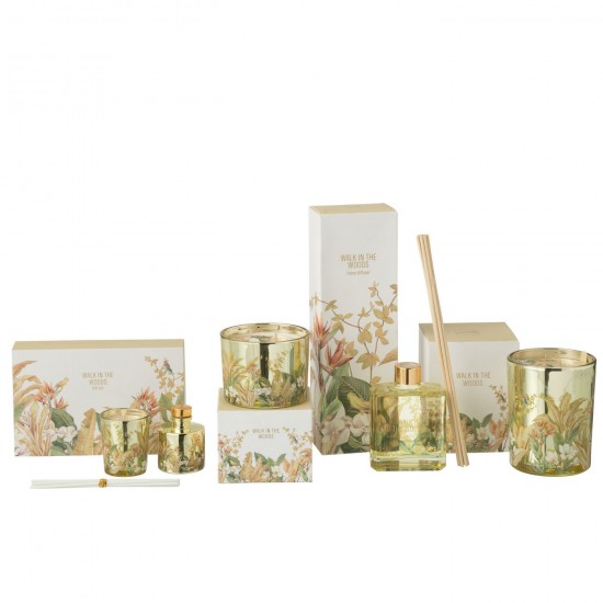 J Line Gift Set Candle Diffuser Walk In The Woods Yellow scented candles.