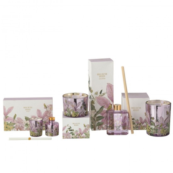 J Line Gift Set Candle Diffuser Walk In The Woods Pink scented candles.