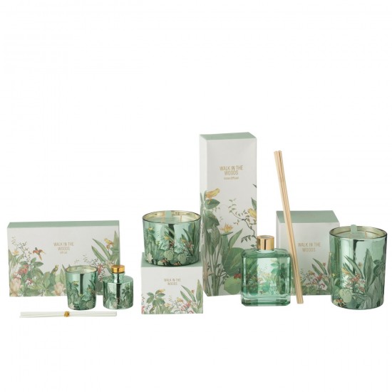J Line Gift Set Candle Diffuser Walk In The Woods Green scented candles.