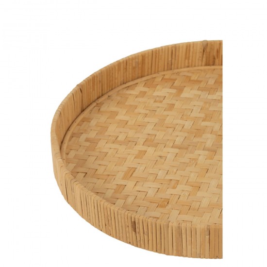 J Line Set Of 2 Plates Round Bamboo Cane Natural serving trays.