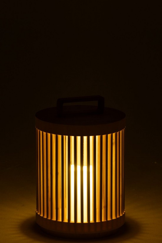 J Line Ampoules Jolipa Lampe Cylindre Bois De Sapin Led Naturel Large.