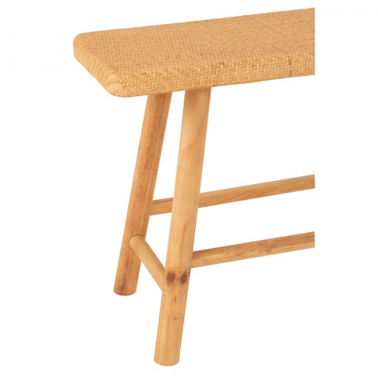 Jline Bank Rechthoek Riet Sparhout Naturel.