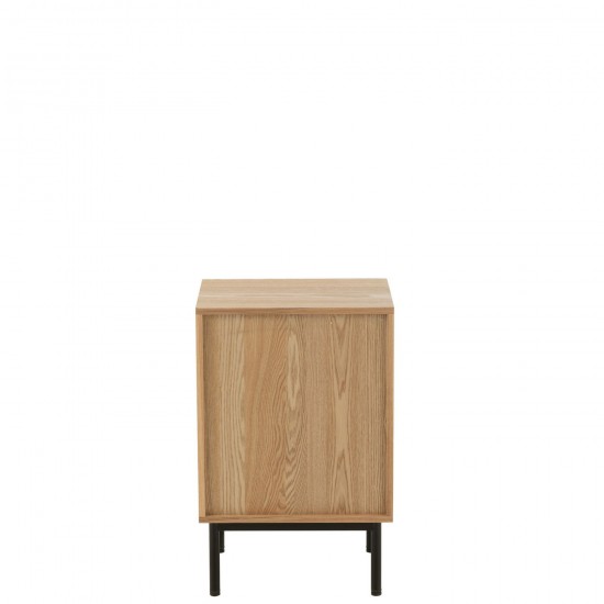 Jline Nachtkast Vierkant Mdf Metaal Naturel Zwart.