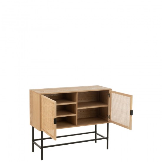 Jline Mdf Metal Natural Negro Armario Cuadrado Pequeño.