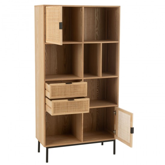 J Line Kast Vakken Mdf Metaal Naturel Zwart.