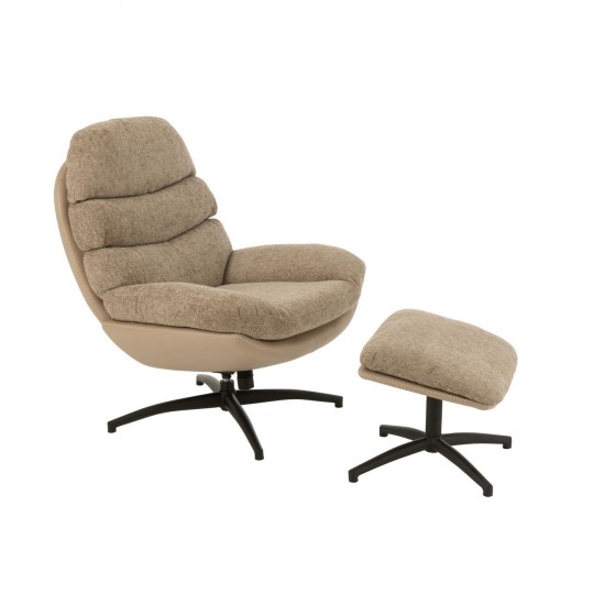 J Line Relax Zetel Voetbank Metaal Multiplex Donkergrijs Zwart relax JO50791.