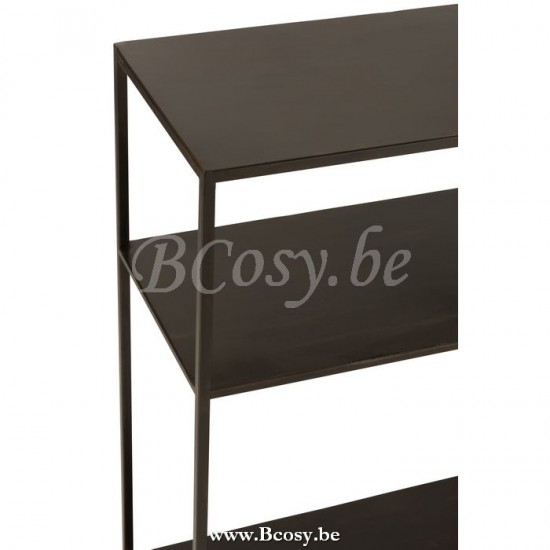 J Line Rack Low Irregular Levels Metal Black sidetables.