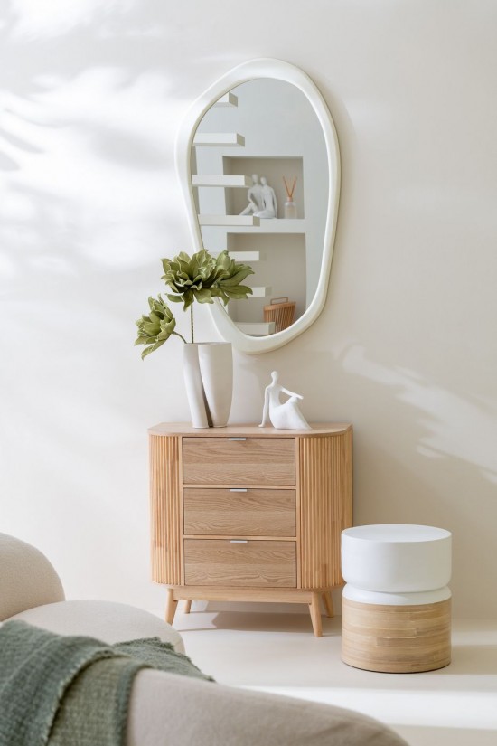 Jline Espejo Mural Moderna Mdf Espejo Blanco Medium.