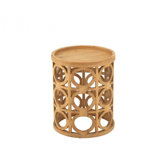 J Line Bijzettafel Gekerfd Sparhout Mdf Naturel salontafels bijzettafels koffietafels JO50830.