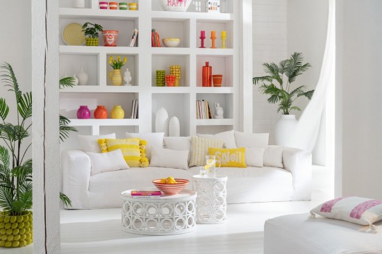 Jline Mesa Nido Abeto Tallado Blanco Mdf.