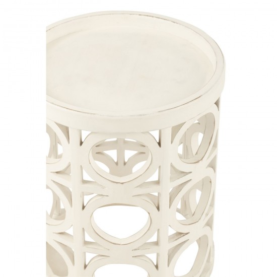 J Line tables d appoint bouts de canapé Jolipa Table Gigogne Sculpte Bois D Epicea Mdf Blanc.