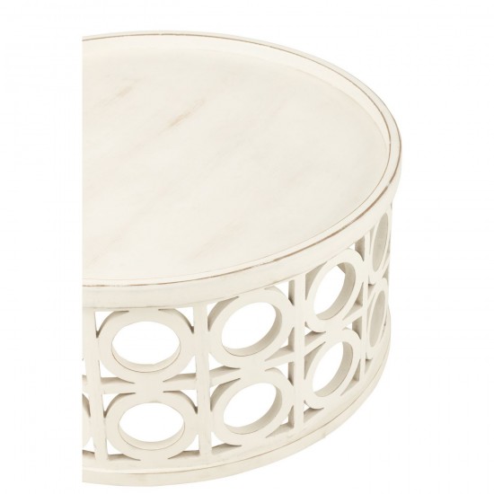 J Line tables de salon basse Jolipa Table Basse Sculpte Bois D Epicea Mdf Blanc.