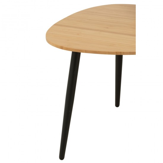 J Line tables d appoint bouts de canapé Jolipa Set 3 Table Gigogne Palette Bambou Metal Naturel Noir.
