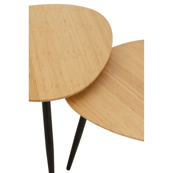 J Line Set Of 3 Side Tables Palette Bamboo Metal Natural Black nested side tables sidetables.
