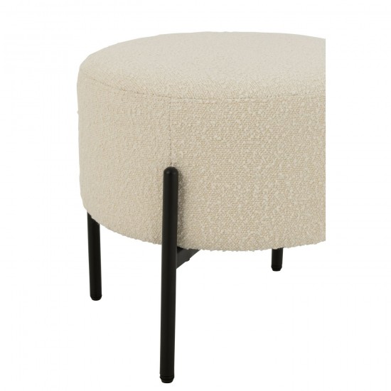 J Line tabourets ronds Jolipa Tabouret Boucle Contreplaque Polyester Blanc Noir.