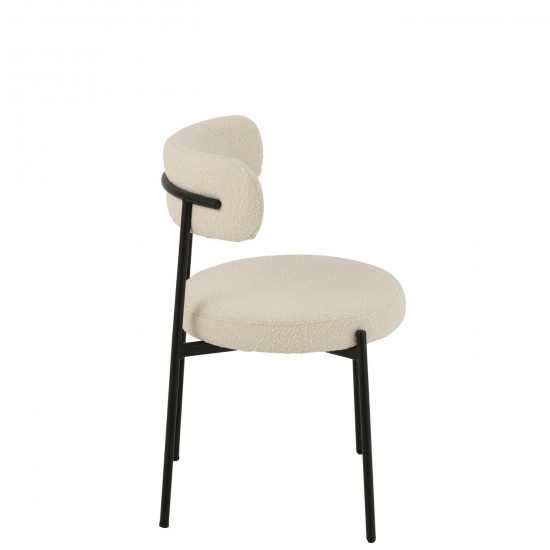 J Line chaises de repas Jolipa Chaise Boucle Contreplaque Polyester Blanc Noir.