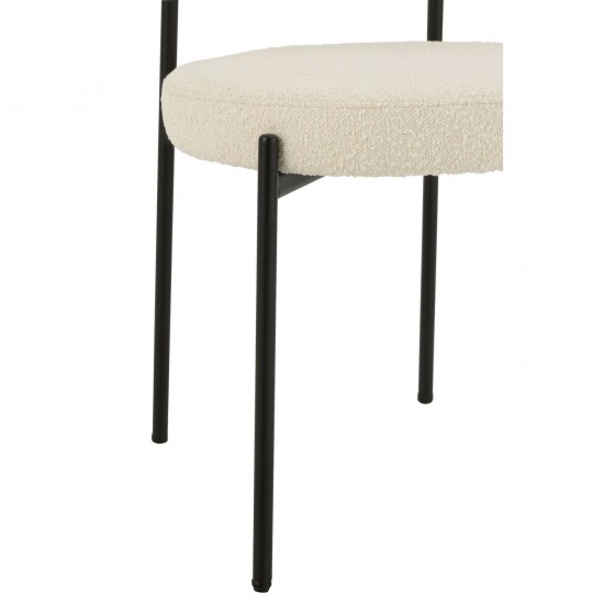 J Line Chair Boucle Plywood Polyester White Black dining chairs.
