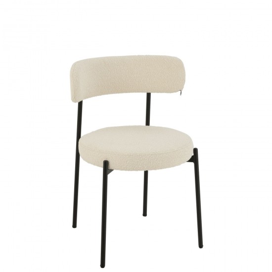 J Line Stoel Boucle Multiplex Polyester Wit Zwart stoelen eetkamerstoelen eethoekstoelen eettafelstoelen eetstoelen JO50851.