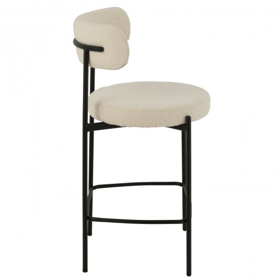 J Line chaises tabourets de bar Jolipa Chaise De Bar Boucle Contreplaque Polyester Blanc Noir.