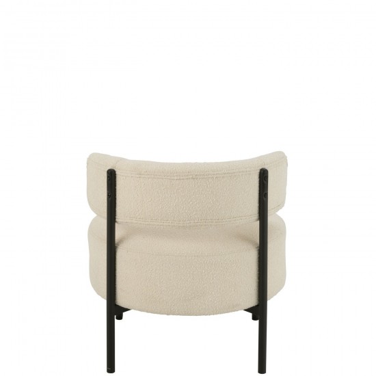 Jline Loungestoel Boucle Multiplex Polyester Wit Zwart.