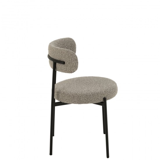 J Line chaises de repas Jolipa Chaise Boucle Contreplaque Polyester Gris Noir.